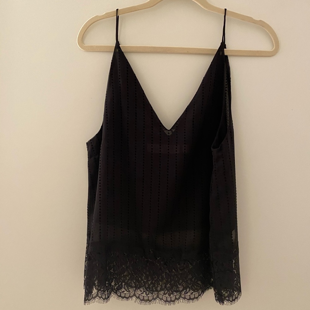 Black tank, chiffon fabric